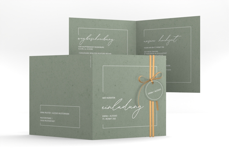 Hochzeitseinladung Simple Line quadr. Klappkarte gruen