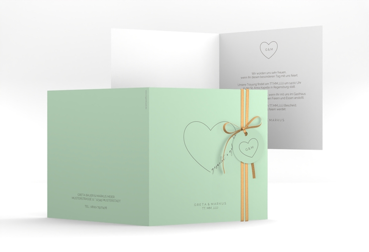 Hochzeitseinladung Lebenstraum quadr. Klappkarte mint hochglanz