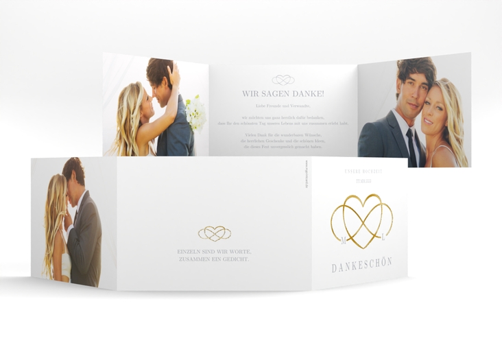 Danksagungskarte Hochzeit Infinity A6 Doppel-Klappkarte grau gold