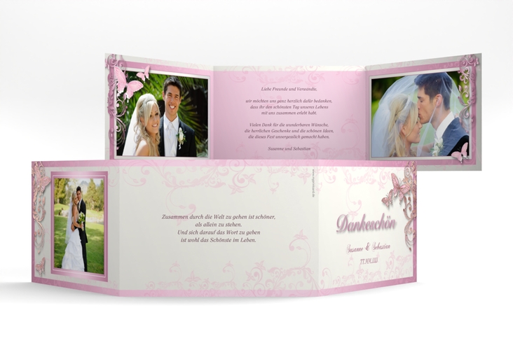 Danksagungskarte Hochzeit Toulouse A6 Doppel-Klappkarte rosa rosegold