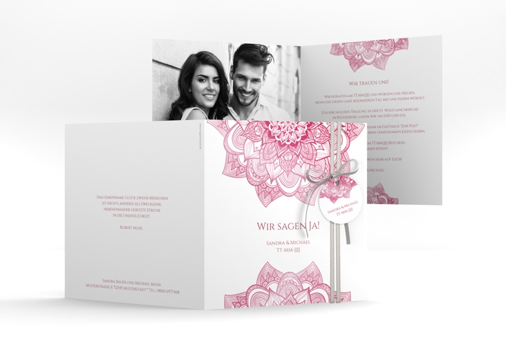 Hochzeitseinladung Delight quadr. Klappkarte pink hochglanz