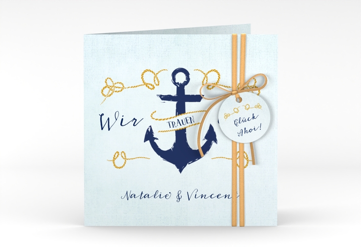 Hochzeitseinladung Anker quadr. Klappkarte
