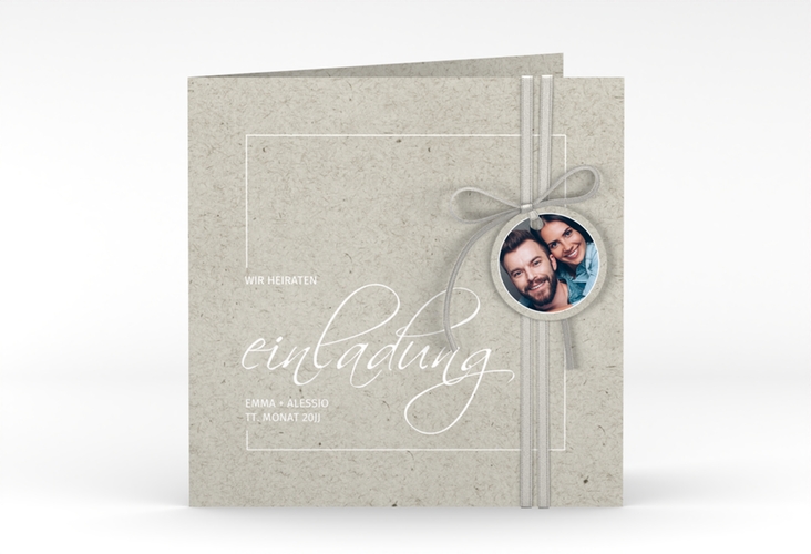 Hochzeitseinladung Simple Line quadr. Klappkarte grau