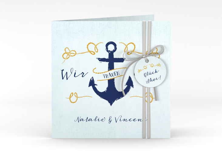 Hochzeitseinladung Anker quadr. Klappkarte