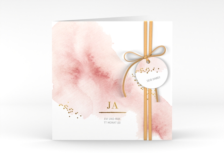 Hochzeitseinladung Pastell quadr. Klappkarte rosa