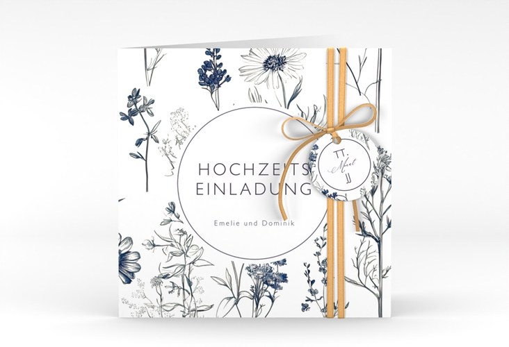 Hochzeitseinladung Chinoiserie Floral quadr. Klappkarte