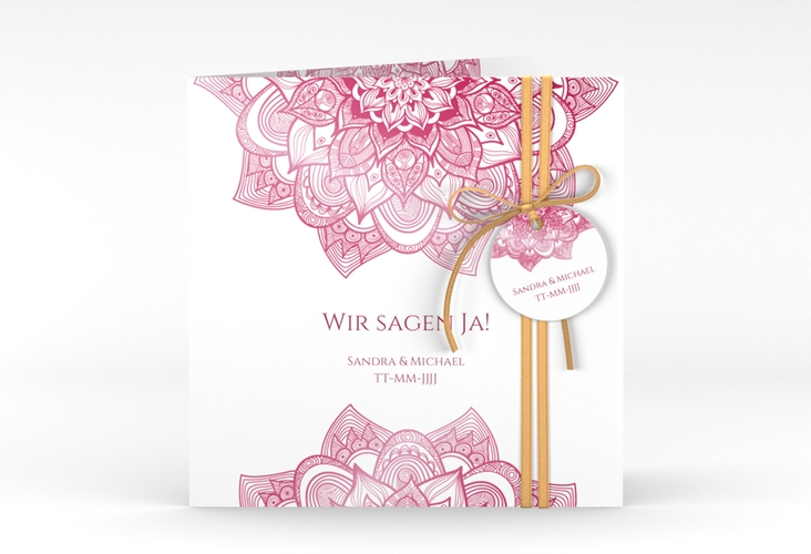 Hochzeitseinladung Delight quadr. Klappkarte pink hochglanz