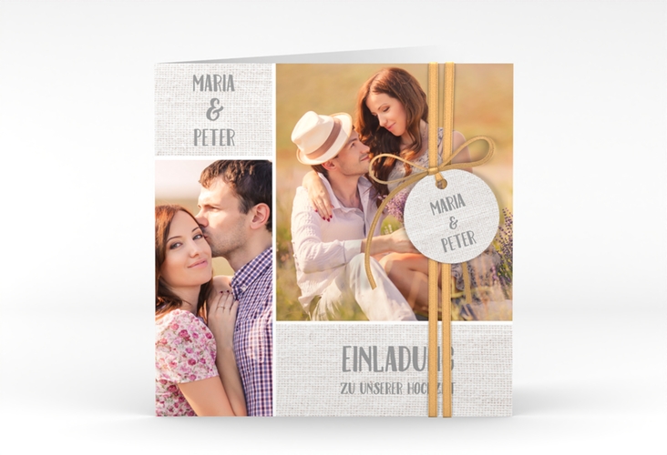 Hochzeitseinladung Landliebe quadr. Klappkarte weiss hochglanz