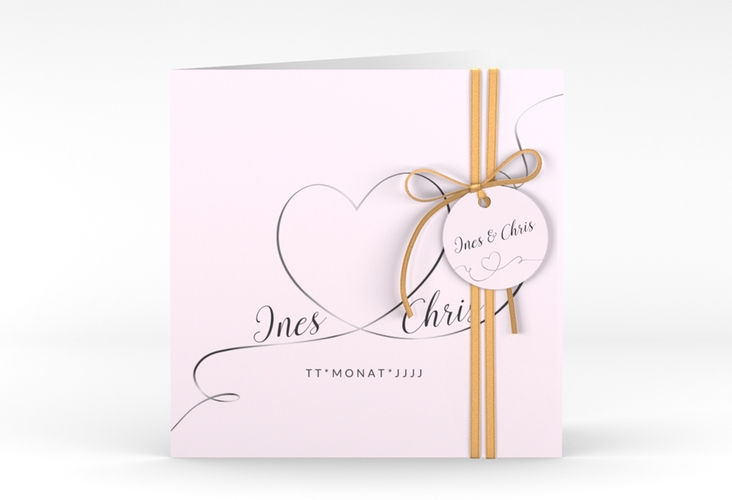 Hochzeitseinladung Dolce quadr. Klappkarte rosa hochglanz