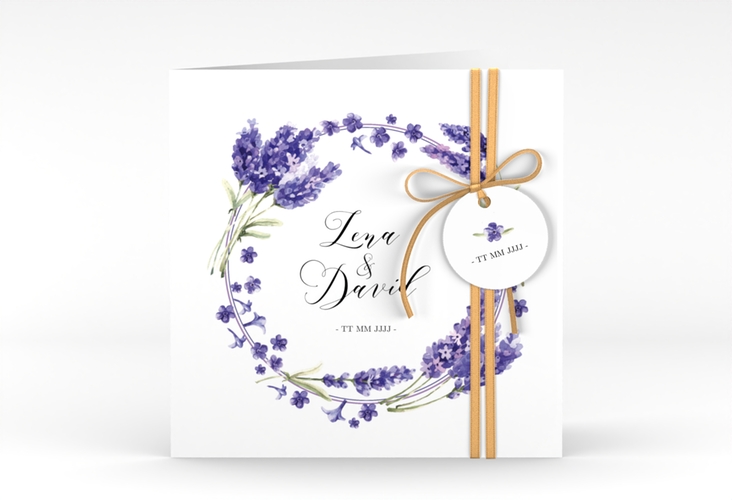 Hochzeitseinladung Lavendel quadr. Klappkarte hochglanz
