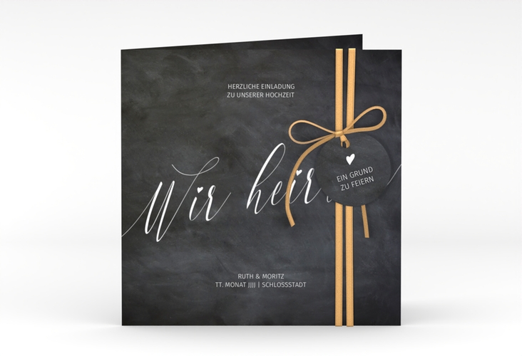 Hochzeitseinladung Chalkboard quadr. Klappkarte mit Folienveredelung