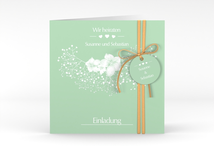 Hochzeitseinladung Jena quadr. Klappkarte mint hochglanz
