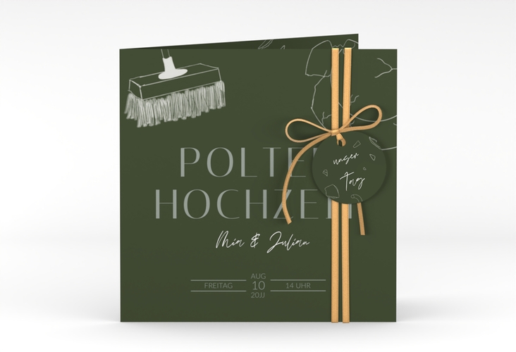 Hochzeitseinladung Polterhochzeit quadr. Klappkarte