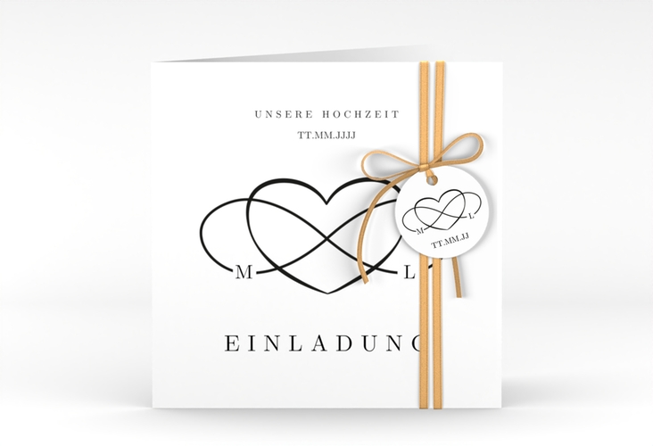 Hochzeitseinladung Infinity quadr. Klappkarte schwarz