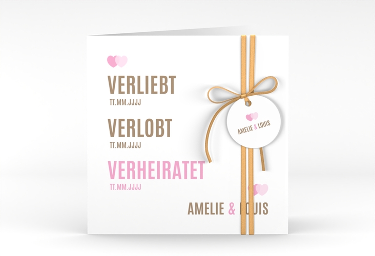 Hochzeitseinladung Couple quadr. Klappkarte rosa