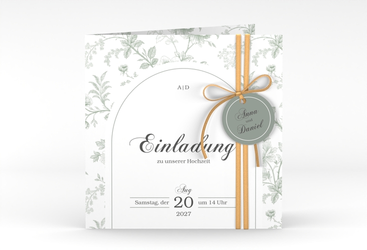 Hochzeitseinladung Très Chic quadr. Klappkarte gruen