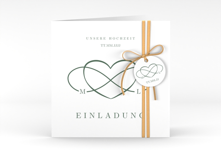 Hochzeitseinladung Infinity quadr. Klappkarte gruen