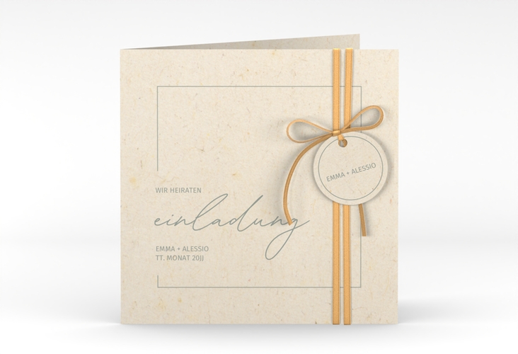 Hochzeitseinladung Simple Line quadr. Klappkarte beige