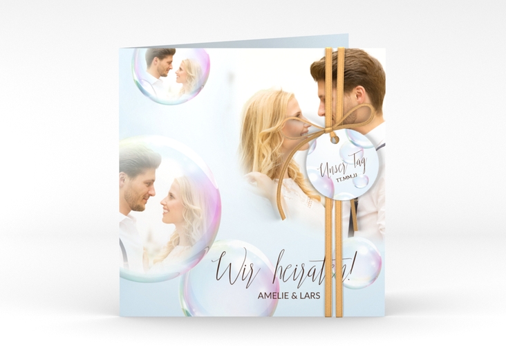 Hochzeitseinladung Dreams quadr. Klappkarte weiss hochglanz