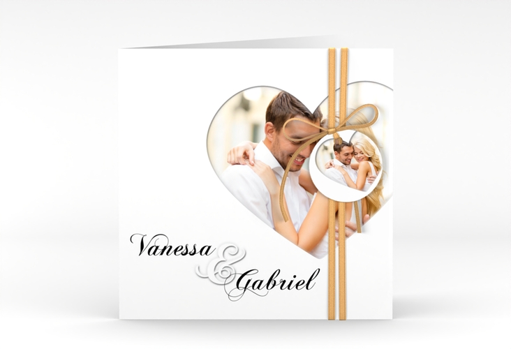 Hochzeitseinladung Sweetheart quadr. Klappkarte weiss hochglanz