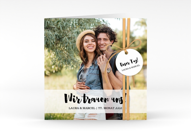 Hochzeitseinladung Mirage quadr. Klappkarte weiss hochglanz
