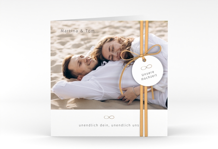 Hochzeitseinladung Unendlich Liebe quadr. Klappkarte weiss