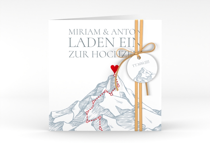 Hochzeitseinladung Berge quadr. Klappkarte