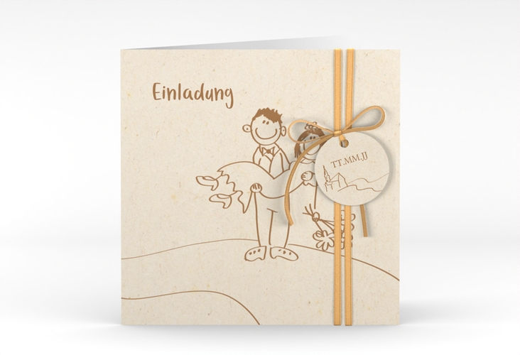 Hochzeitseinladung Pisa quadr. Klappkarte beige