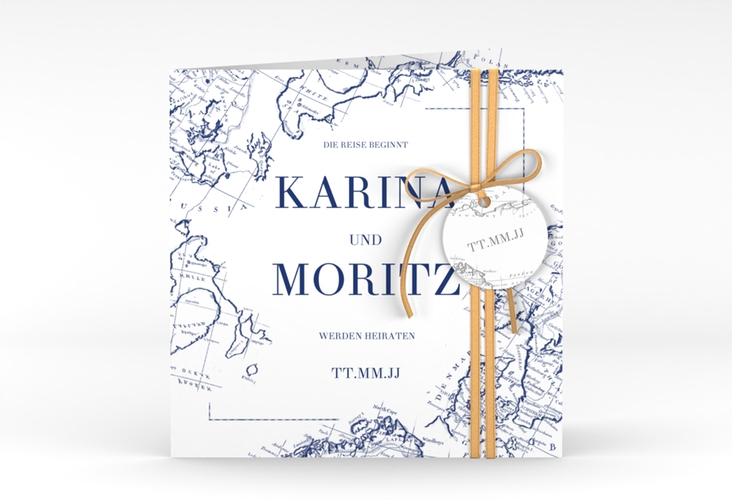 Hochzeitseinladung Voyage quadr. Klappkarte
