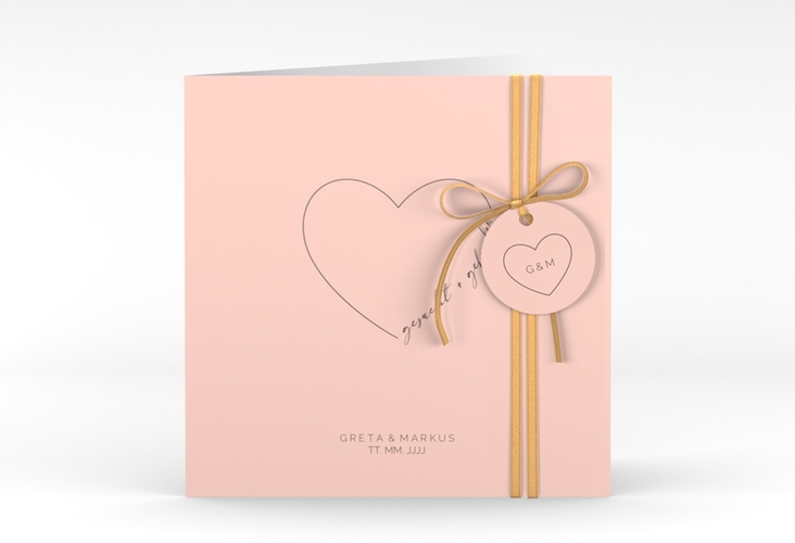 Hochzeitseinladung Lebenstraum quadr. Klappkarte rosa hochglanz