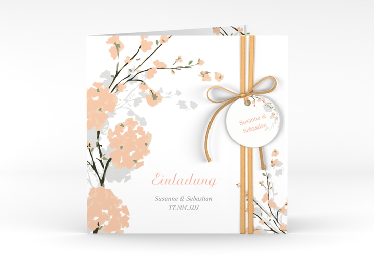 Hochzeitseinladung Salerno quadr. Klappkarte apricot