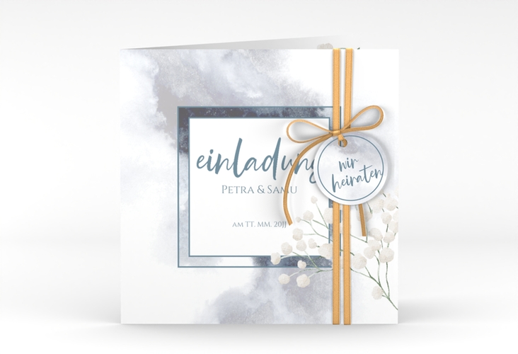 Hochzeitseinladung Winter quadr. Klappkarte mit Schleierkraut