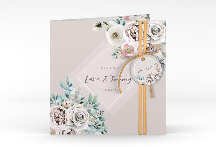 Hochzeitseinladung "Romance" quadratische Klappkarte