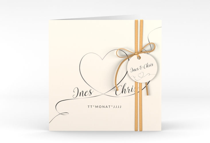 Hochzeitseinladung Dolce quadr. Klappkarte beige hochglanz