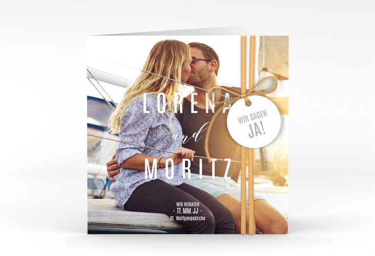 Hochzeitseinladung Memory quadr. Klappkarte