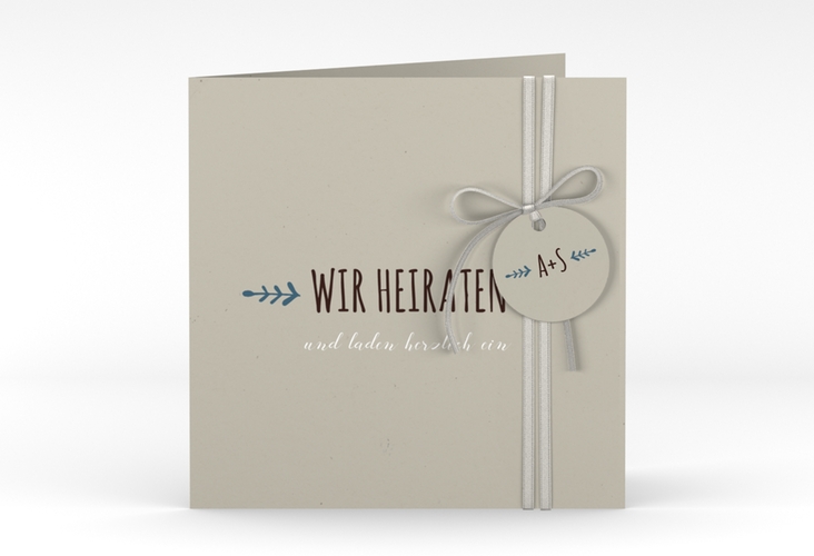 Hochzeitseinladung Eden quadr. Klappkarte blau