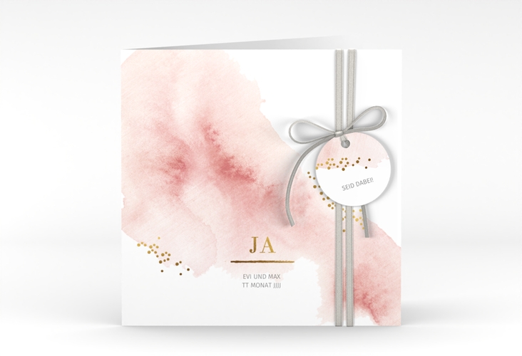 Hochzeitseinladung Pastell quadr. Klappkarte rosa