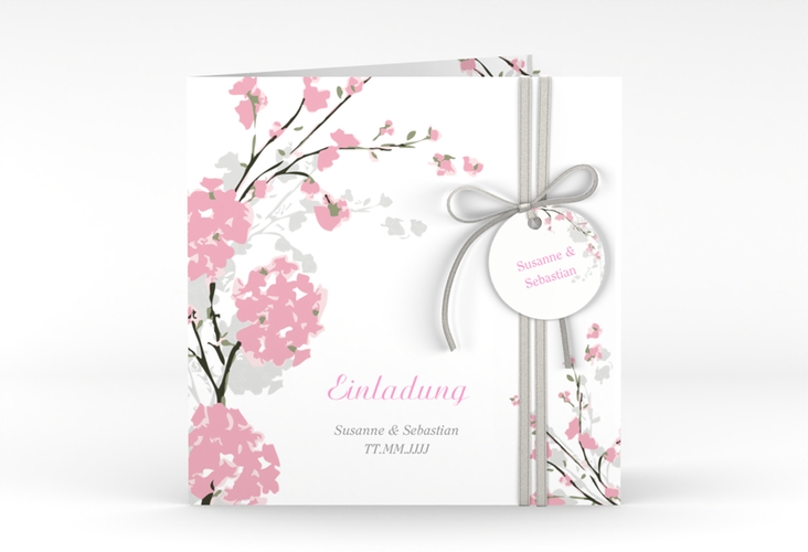 Hochzeitseinladung Salerno quadr. Klappkarte rosa