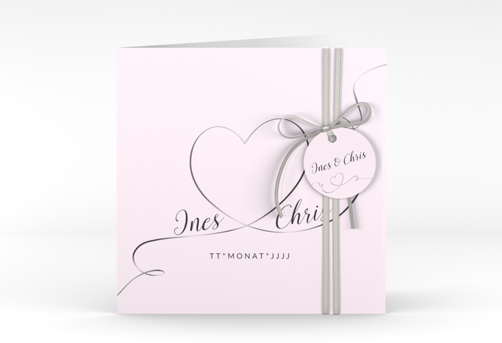Hochzeitseinladung Dolce quadr. Klappkarte rosa hochglanz