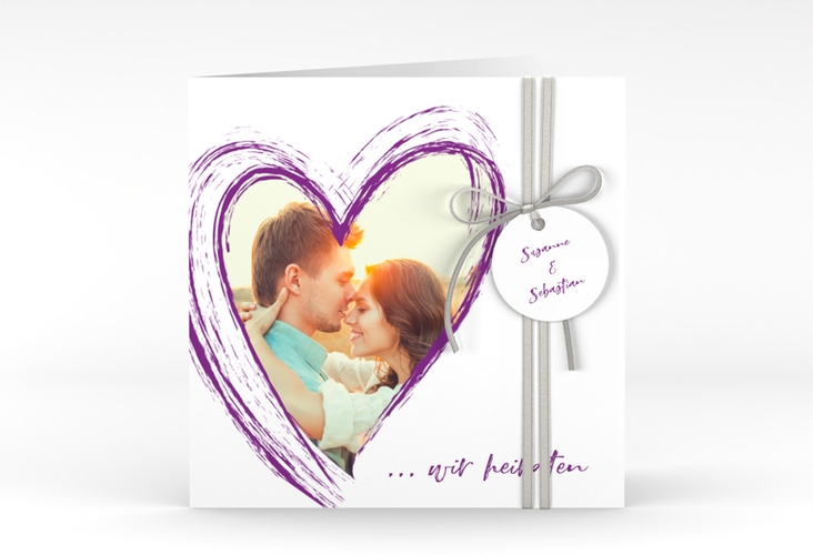 Hochzeitseinladung Liebe quadr. Klappkarte lila