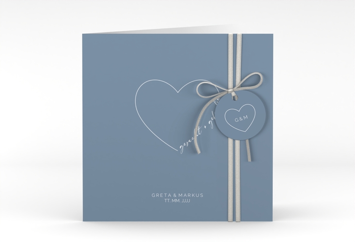 Hochzeitseinladung Lebenstraum quadr. Klappkarte blau hochglanz