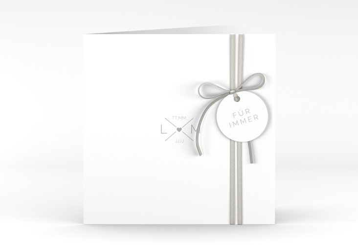 Hochzeitseinladung Initials quadr. Klappkarte grau hochglanz mit Initialen im minimalistischen Design