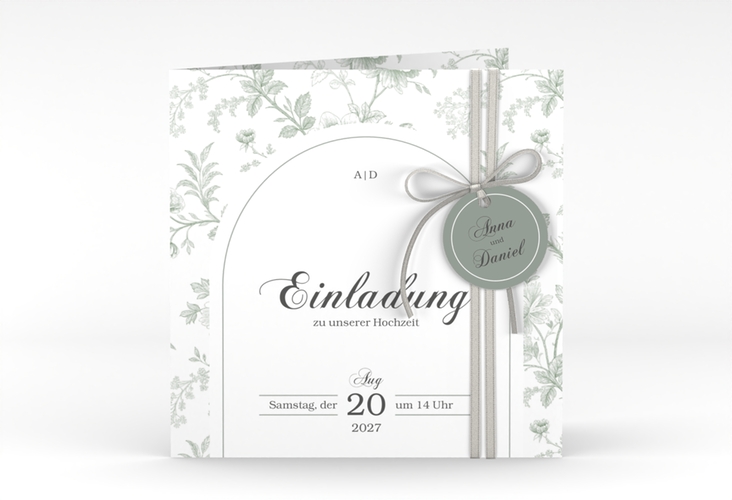 Hochzeitseinladung Très Chic quadr. Klappkarte gruen