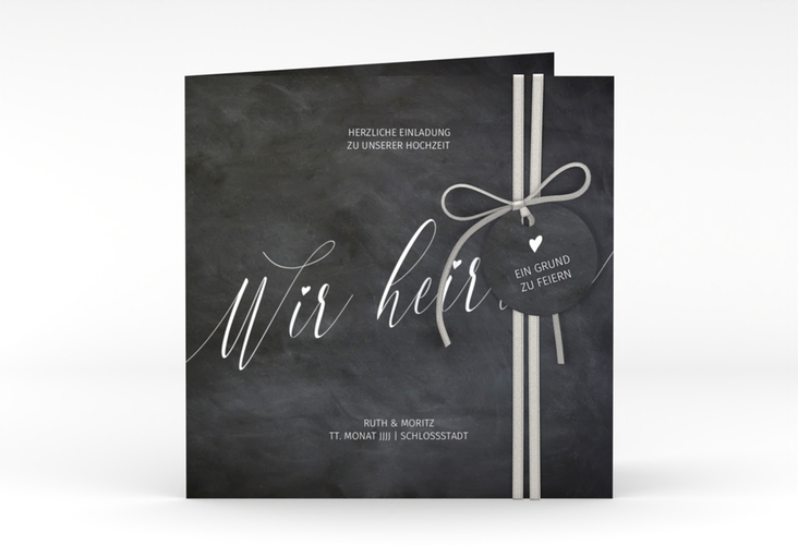 Hochzeitseinladung Chalkboard quadr. Klappkarte mit Folienveredelung