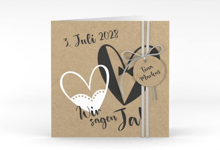 Hochzeitseinladung Dresscode quadr. Klappkarte Kraftpapier