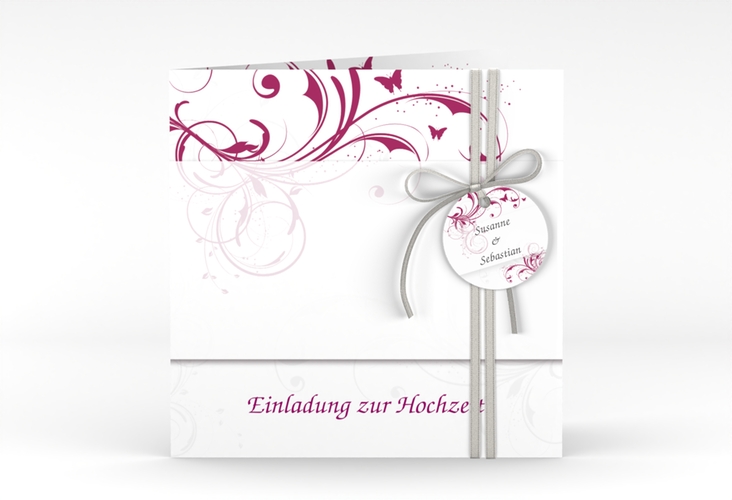 Hochzeitseinladung Palma quadr. Klappkarte pink