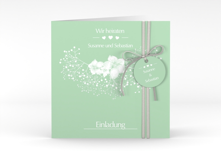 Hochzeitseinladung Jena quadr. Klappkarte mint hochglanz