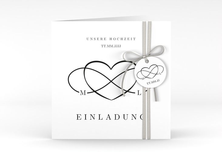 Hochzeitseinladung Infinity quadr. Klappkarte schwarz