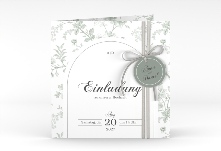 Hochzeitseinladung Très Chic quadr. Klappkarte gruen