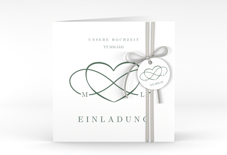 Hochzeitseinladung Infinity quadr. Klappkarte gruen